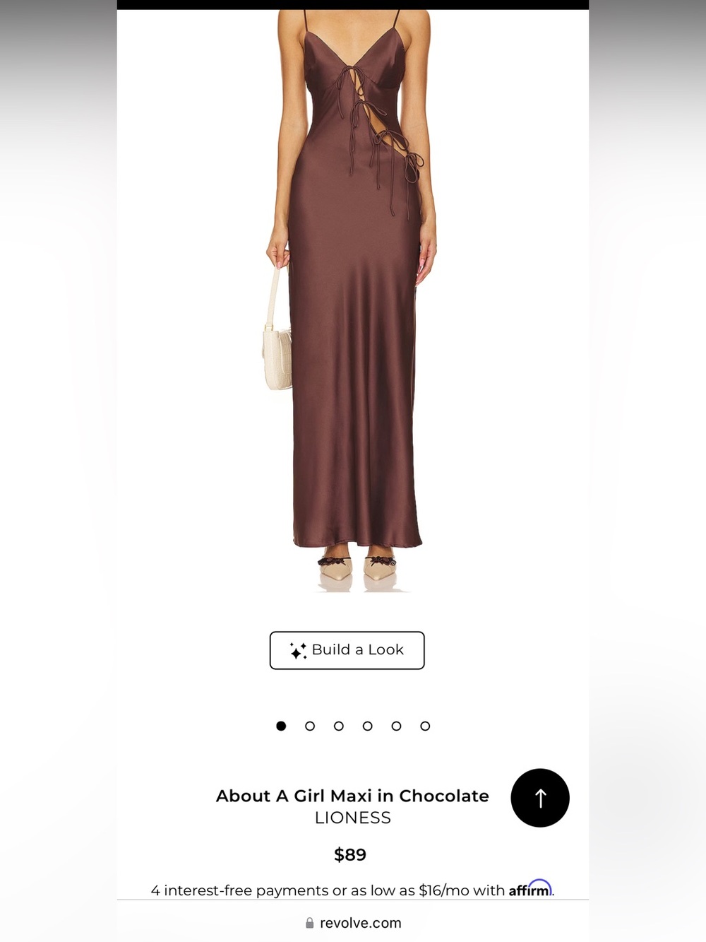 Lioness Chocolate Brown Slip Midi with Side Tie Details